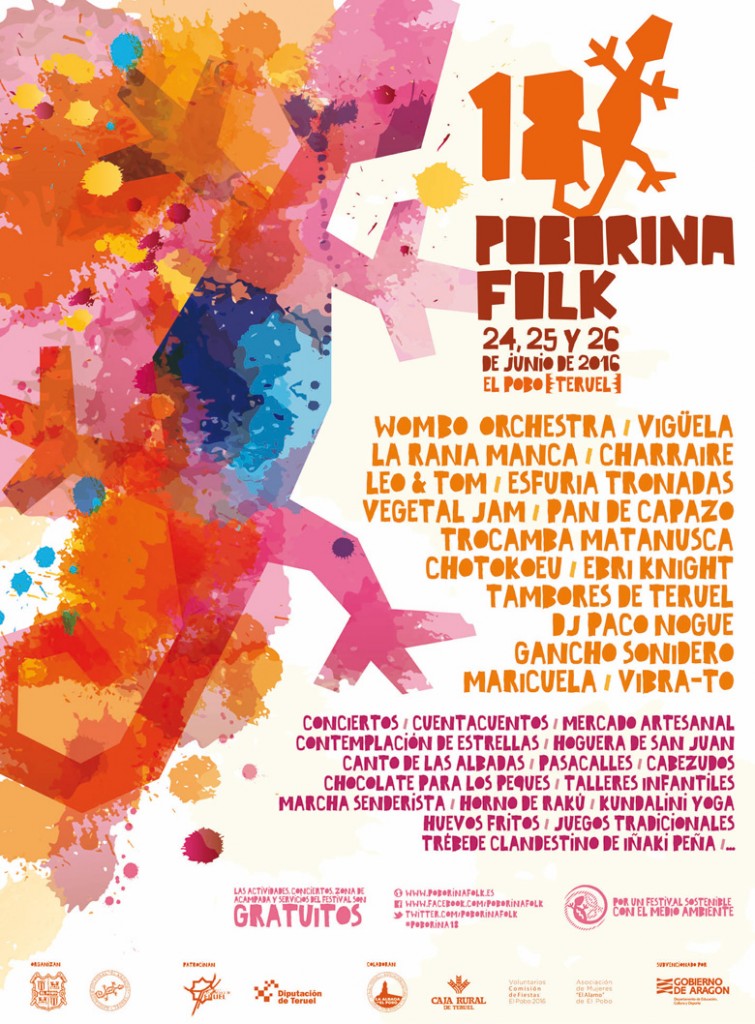 Cartel del Festival Poborina Folk 18, en el Pobo, Teruel.